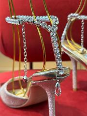 Fortok Jimmy Choo Saeda Crystal Strap Pumps Glitter Silver 100mm - 6