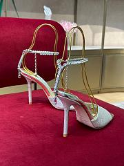 Fortok Jimmy Choo Saeda Crystal Strap Pumps Glitter Silver 100mm - 3