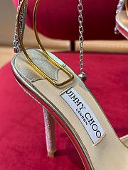 Fortok Jimmy Choo Saeda Crystal Strap Pumps Glitter Silver 100mm - 4