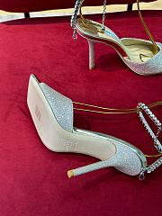 Fortok Jimmy Choo Saeda Crystal Strap Pumps Glitter Silver 100mm - 2