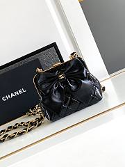 Fortok Chanel Bow Clutch With Chain Black 13x10x3.5cm  - 1