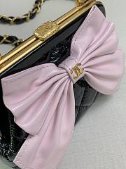 Fortok Chanel Pink Bow Clutch With Chain Black Leather 13x10x3.5cm - 4