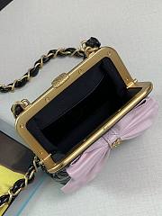 Fortok Chanel Pink Bow Clutch With Chain Black Leather 13x10x3.5cm - 6