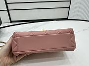 Fortok Chanel Flap Bag Shiny Lambskin, Faux Pearls & Gold Metallic Dark Pink AS4986 22x14.5x11cm  - 4