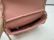 Fortok Chanel Flap Bag Shiny Lambskin, Faux Pearls & Gold Metallic Dark Pink AS4986 22x14.5x11cm  - 3