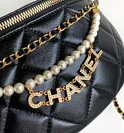 Fortok Chanel Waist Bag Shiny Lambskin, Imitation Pearls & Gold-Tone Metal Black AS4991 17x24x11cm - 4