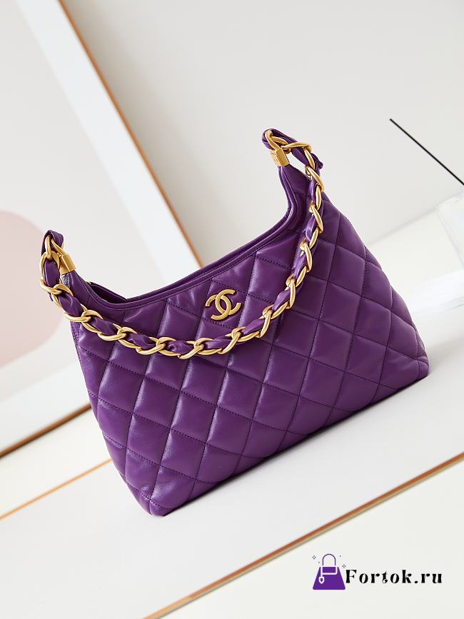 Fortok Chanel 24A Hobo Bag Purple AS4923 29x32x10cm - 1