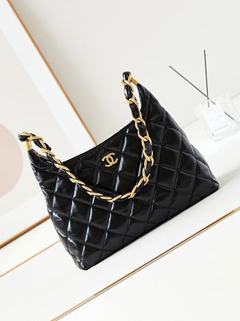 Fortok Chanel 24A Hobo Bag Black AS4923 29x32x10cm