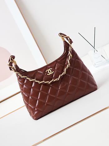 Fortok Chanel 24A Hobo Bag Brown AS4923 29x32x10cm