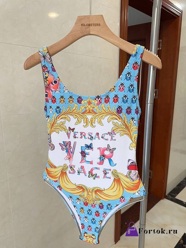 Fortok Versace One Piece Swimsuit Blue & White - 1