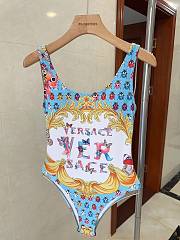 Fortok Versace One Piece Swimsuit Blue & White - 1