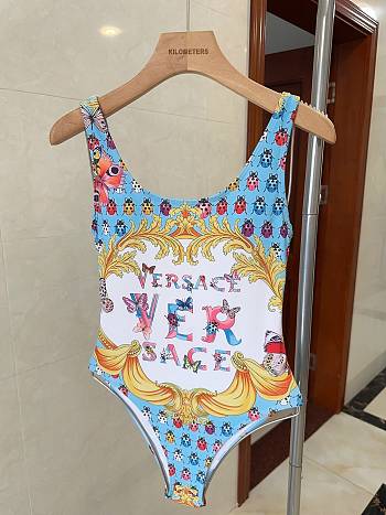 Fortok Versace One Piece Swimsuit Blue & White