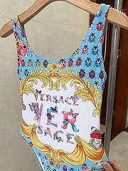 Fortok Versace One Piece Swimsuit Blue & White - 5