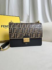 Fortok Fendi Brown and Black FF Kan U Leather Shoulder Bag 25x17x10cm - 1