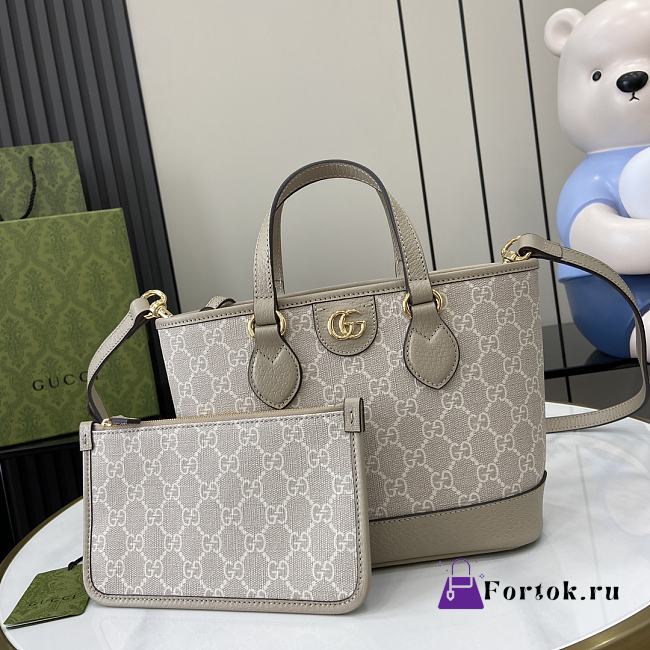 Fortok Gucci Ophidia Mini Tote Bag Beige & White GG Supreme Canvas 811716 22x18x10cm - 1