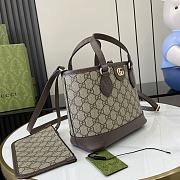 Fortok Gucci Ophidia Mini Tote Bag Beige & Ebony GG Supreme Canvas 811716 22x18x10cm - 2