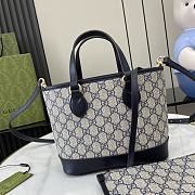 Fortok Gucci Ophidia Mini Tote Bag Beige & Blue GG Supreme Canvas 811716 22x18x10cm - 3