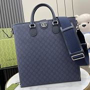 Fortok Gucci Ophidia GG Medium Tote Bag Blue & Dark Blue GG Supreme Canvas 792118 36x38x6cm - 1