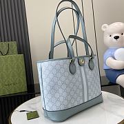 Fortok Gucci Ophidia Small Tote Bag Dusty Blue GG Supreme Canvas 765043 31x25x13cm - 3