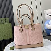 Fortok Gucci Ophidia Small Tote Bag Dusty Pink GG Supreme Canvas 765043 31x25x13cm - 1