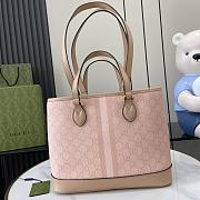 Fortok Gucci Ophidia Small Tote Bag Dusty Pink GG Supreme Canvas 765043 31x25x13cm - 6