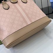 Fortok Gucci Ophidia Small Tote Bag Dusty Pink GG Supreme Canvas 765043 31x25x13cm - 4