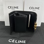 Fortok Celine Triomphe Smooth Lambskin Wallet Black 10.5x9cm - 6