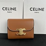 Fortok Celine Triomphe Smooth Lambskin Wallet Brown 10.5x9cm - 1