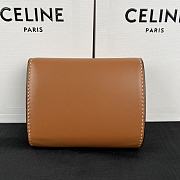 Fortok Celine Triomphe Smooth Lambskin Wallet Brown 10.5x9cm - 3