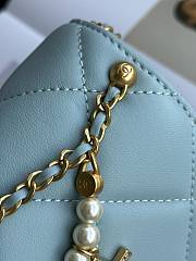 Fortok Chanel Mini Flap Bag Shiny Lambskin, Faux Pearls & Gold Metallic Blue AS4986 13x20x7.5cm - 5
