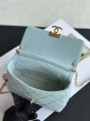 Fortok Chanel Mini Flap Bag Shiny Lambskin, Faux Pearls & Gold Metallic Blue AS4986 13x20x7.5cm - 4