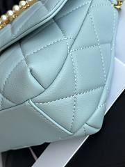 Fortok Chanel Mini Flap Bag Shiny Lambskin, Faux Pearls & Gold Metallic Blue AS4986 13x20x7.5cm - 3