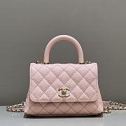 Fortok Chanel Mini Coco Handle Pink Caviar Leather 19x13x9cm - 1