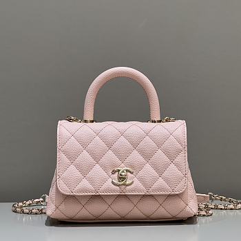 Fortok Chanel Mini Coco Handle Pink Caviar Leather 19x13x9cm