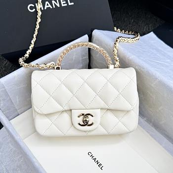 Fortok Chanel 24S Mini Flap Bag White With Transparent Top Handle 11x17x6cm