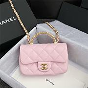 Fortok Chanel 24S Mini Flap Bag Pink With Transparent Top Handle 11x17x6cm - 1
