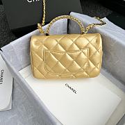 Fortok Chanel 24S Mini Flap Bag Gold With Transparent Top Handle 11x17x6cm - 3