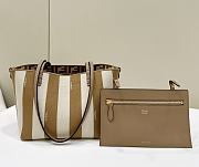 Fortok Fendi Small Roll Reversible Shopper in Pequin Striped & Beige FF Fabric 22x14x18cm - 1