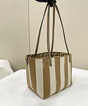 Fortok Fendi Small Roll Reversible Shopper in Pequin Striped & Beige FF Fabric 22x14x18cm - 3