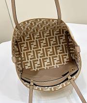 Fortok Fendi Small Roll Reversible Shopper in Pequin Striped & Beige FF Fabric 22x14x18cm - 2