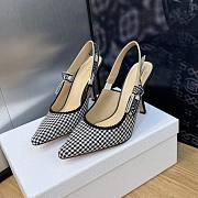 Fortok Dior J'adior Bicolor Houndstooth Wool Embroidered Slingbacks  - 1