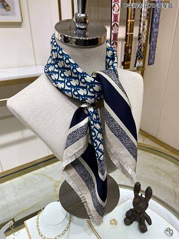 Fortok Dior Silk Square Scarf Blue 70x70cm