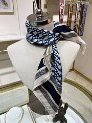 Fortok Dior Silk Square Scarf Blue 70x70cm - 3