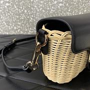Fortok Valentino Garavani Locò Straw & Black Leather Shoulder Bag 22x9x17cm - 6
