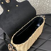 Fortok Valentino Garavani Locò Straw & Black Leather Shoulder Bag 22x9x17cm - 5