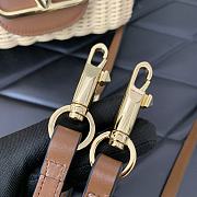 Fortok Valentino Garavani Locò Straw & Brown Leather Shoulder Bag 22x9x17cm - 6