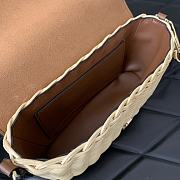 Fortok Valentino Garavani Locò Straw & Brown Leather Shoulder Bag 22x9x17cm - 5