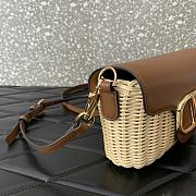 Fortok Valentino Garavani Locò Straw & Brown Leather Shoulder Bag 22x9x17cm - 4