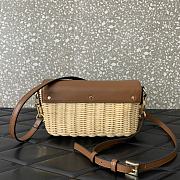 Fortok Valentino Garavani Locò Straw & Brown Leather Shoulder Bag 22x9x17cm - 2