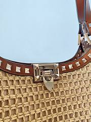 Fortok Valentino Garavani Rockstud Woven Raffia Shopping Bag Beige 30x14x30cm - 6